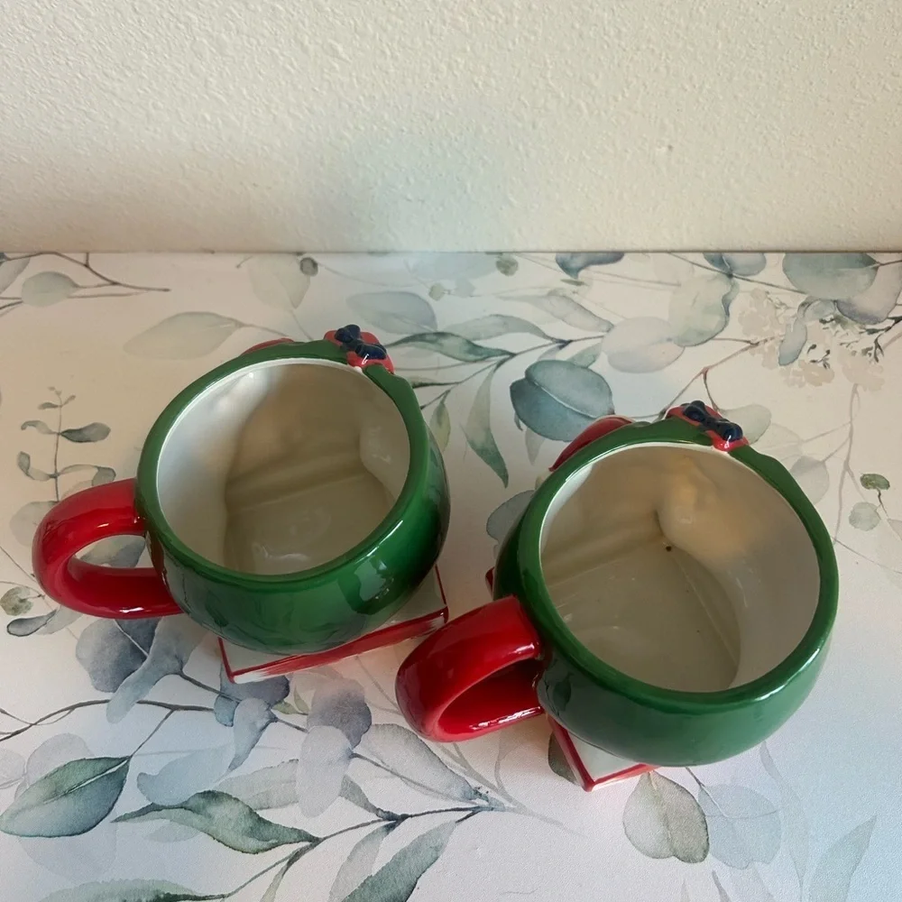 West Elm Santa Mugs with lids
